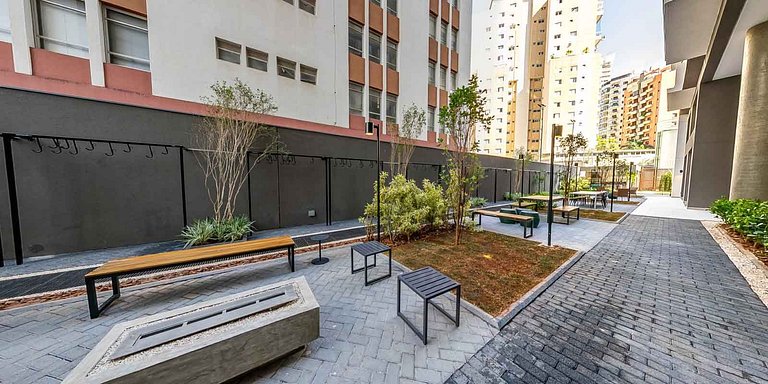 Estudio en Itaim con terraza en la azotea, a pocos minutos d