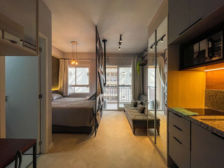 Hermoso estudio ubicado junto al metro y cerca del Parque Ib