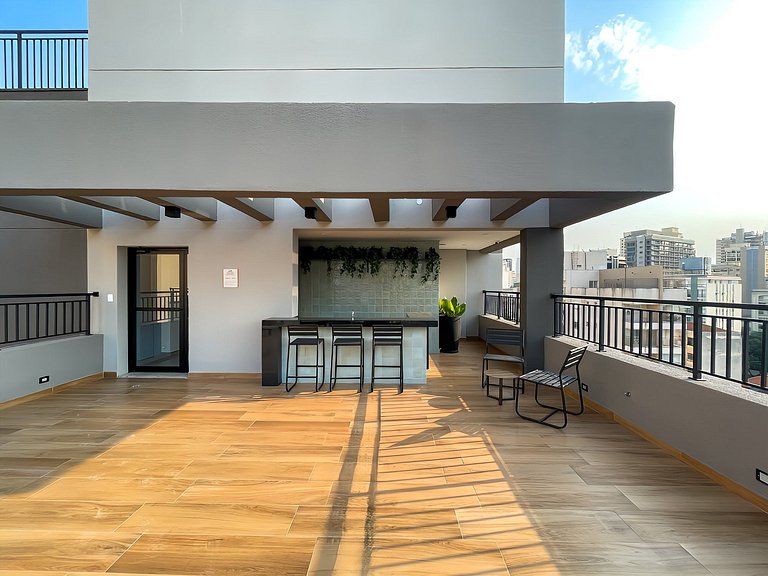 Apartamento novo com piscina perto do metrô Higienópolis