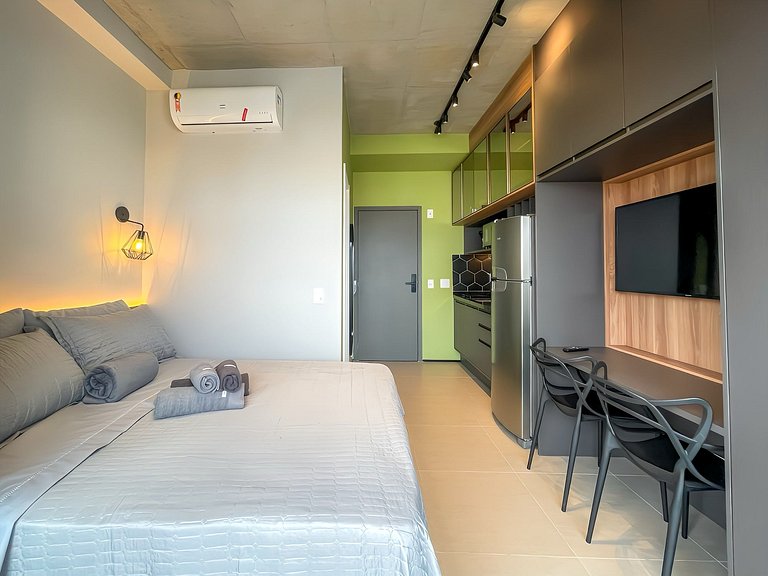 Piscina e rooftop no Paraíso, com opção de estacionamento di