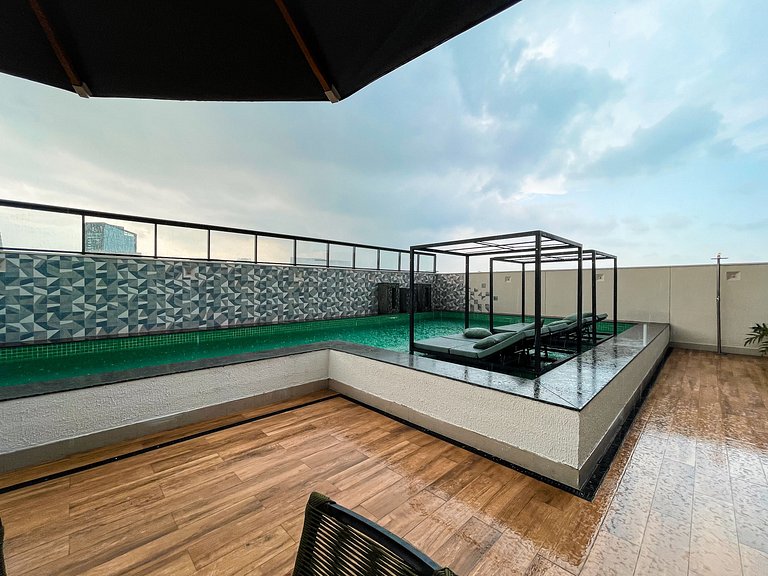 With balcony and rooftop with pool