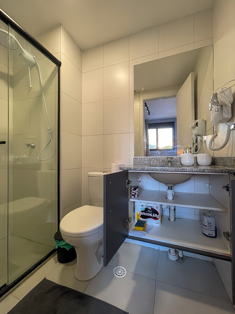 With a swimming pool, located near Moema subway station