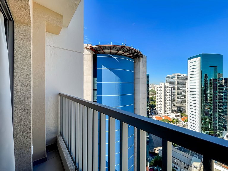 With swimming pool near Faria Lima subway station