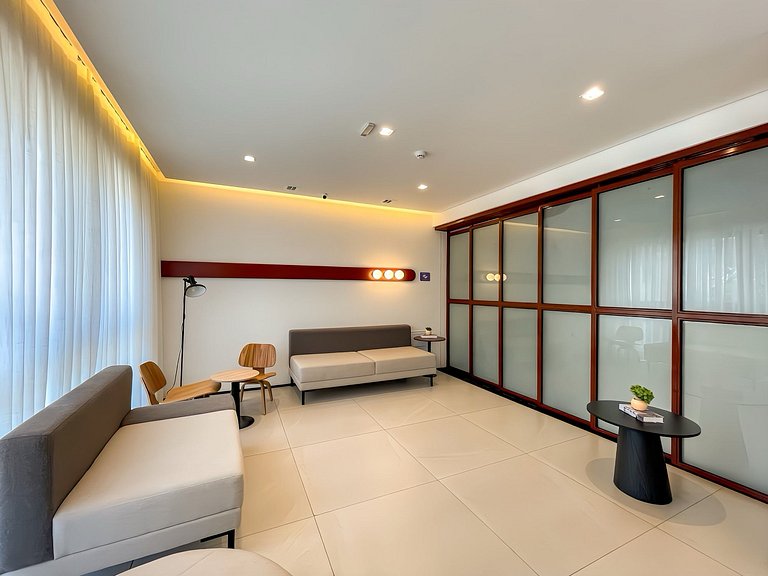 With a swimming pool, located near Moema subway station