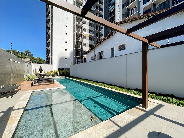 With swimming pool near Moema subway station