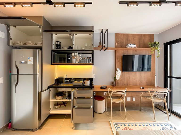 Vila Olímpia: piscina, varanda e internet sem fio