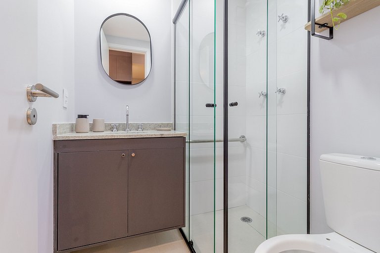 Studio ideal para duas pessoas com varanda charmosa