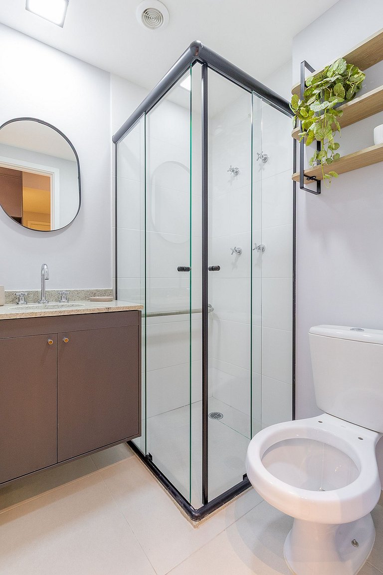 Studio ideal para duas pessoas com varanda charmosa