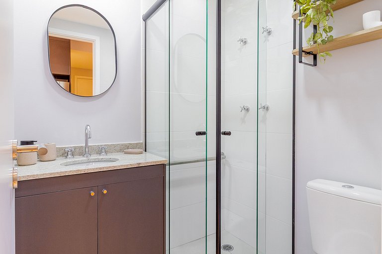 Studio ideal para duas pessoas com varanda charmosa