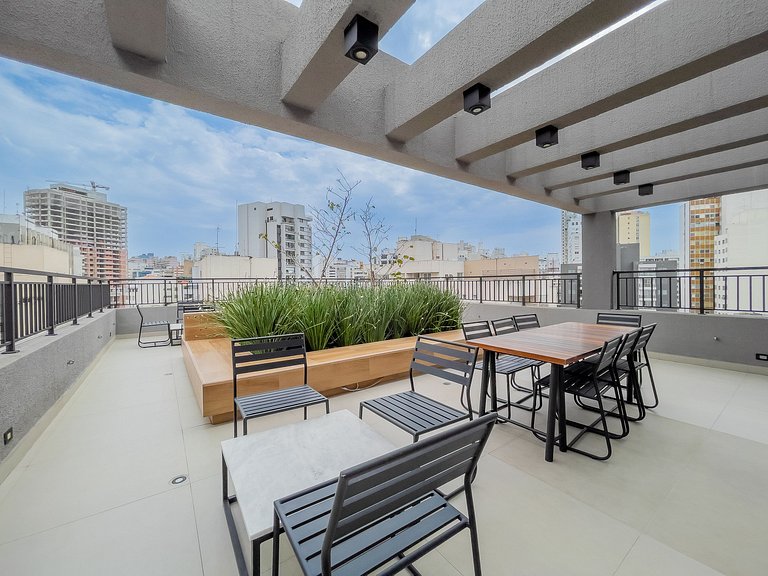 Apartamento NOVO com piscina, metro Higienópolis