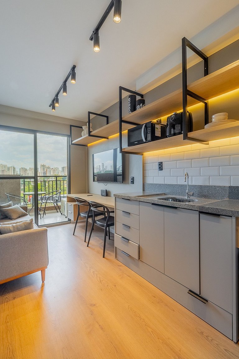 Loft encantador con balcón amplio en Moema
